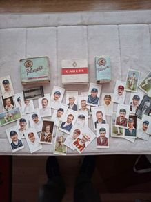 3 x Vintage Cigarette boxes & 40 + Cigarette Cricket Cards CADETS , PLATERS