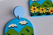 Clouds Over Sunflower Arch Earrings