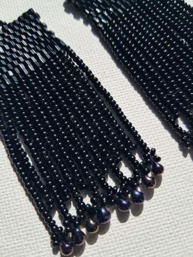 Pitch Black earrings, handbeaded