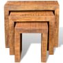 Nesting Table Set 3 Pieces Solid Mango Wood Image 4