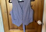 Naf naf navy and white tiny check waistcoat/ top. Lightweight cotton