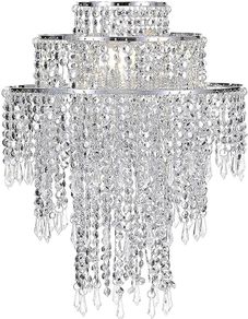 Chandelier Light Shade for Ceiling Pendant Light, Easy Fit Crystal Lamp Shade Lampshade for Bedroom, Living Room, Hallway, Wedding or Party Decoration, Diameter 32 cm, 3 Tiers