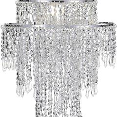 Chandelier Light Shade for Ceiling Pendant Light, Easy Fit Crystal Lamp Shade Lampshade for Bedroom, Living Room, Hallway, Wedding or Party Decoration, Diameter 32 cm, 3 Tiers