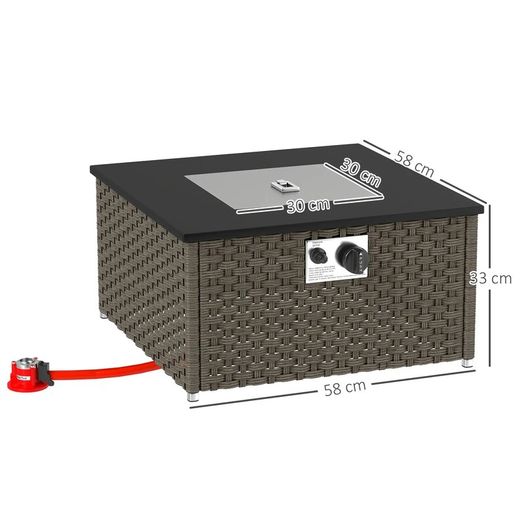 Rattan Gas Fire Pit Table for Garden 13 KW Smokeless Propane Fire Pit with Lid
