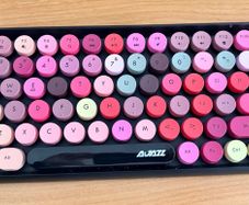 Ajazz 308i Bluetooth Mechanical Keyboard - Pink/Rainbow Retro Keycaps - Excellent Condition