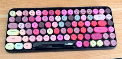 Ajazz 308i Bluetooth Mechanical Keyboard - Pink/Rainbow Retro Keycaps - Excellent Condition