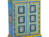 Sideboard Solid Mango Wood Turquoise Hand Painted