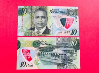 Botswana   10 Pula  2020   Pick  36a. POLYMER / PLASTIC  ( Uncirculated )