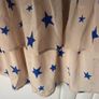 top bnwt 100% silk peplum top Pyrus brand cream with blue star pattern small Image 6