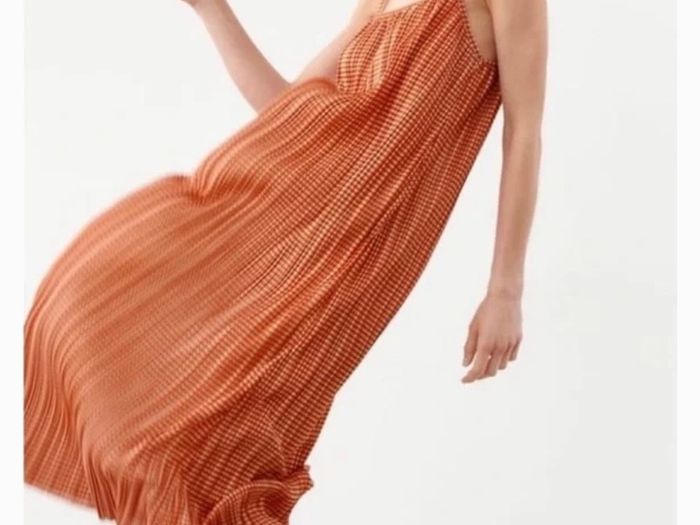 Zara orange gingham midi summer dress
