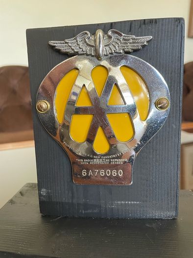 Classic AA Automotive Association Car Members Badge Mid 20th Century 1957 to 1959