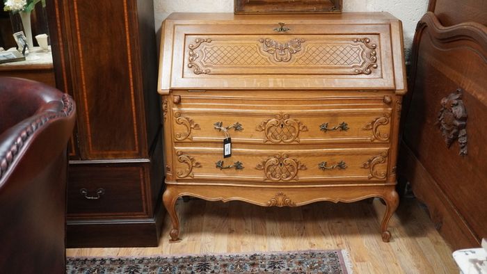 French Oak Bow Front Bureau