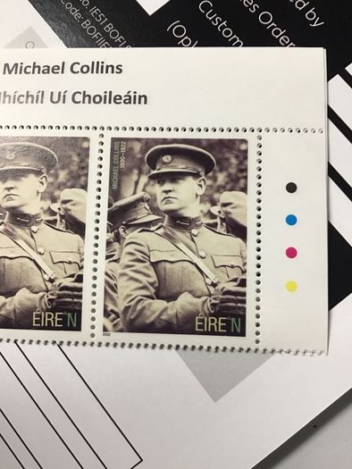 Michael Collins 2022 Centenary Stamp, Strip of 4 with sheet header and An Post Collector Booklet 2022