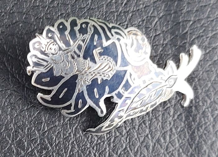 Antique Asian Brooch Sterling Silver and Enamel
