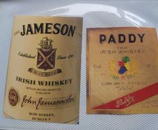 Bottle Labels for Irish Whiskey Scotch Whisky and Guinness 1950s to 1990s