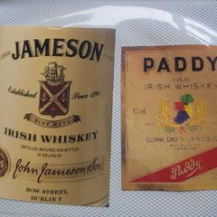 Bottle Labels for Irish Whiskey Scotch Whisky and Guinness 1950s to 1990s