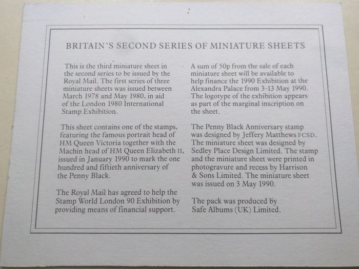 1840-1990 Commemorative Stamps Miniature Sheet