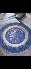 Antique Blue Willow transferware side plate,