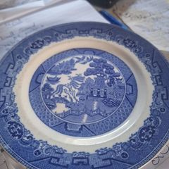 Antique Blue Willow transferware side plate,