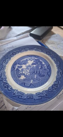 Antique Blue Willow transferware side plate,
