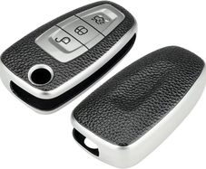 Leather Stlyle Car Key Fob Case Cover For Ford Transit Custom Connect Van Focus MK3 Fiesta Grand C-Max S-Max Kuga Mondeo Galaxy Key Shell Cover Accessories
