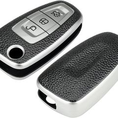 Leather Stlyle Car Key Fob Case Cover For Ford Transit Custom Connect Van Focus MK3 Fiesta Grand C-Max S-Max Kuga Mondeo Galaxy Key Shell Cover Accessories