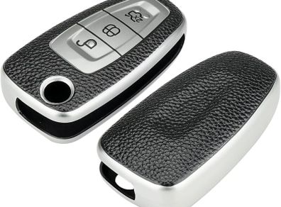 Leather Stlyle Car Key Fob Case Cover For Ford Transit Custom Connect Van Focus MK3 Fiesta Grand C-Max S-Max Kuga Mondeo Galaxy Key Shell Cover Accessories