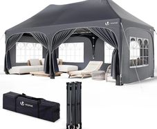 3mx6m Pop Up Gazebo with 6 Removable Sidewalls & 6 Weight Bags, Carry Bag Included - Marquee Garden Party Tent Outdoor, Waterproof, Anti-UV, Ideal for Camping, Festivals and Weddings, Grey