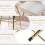 Beige Velvet Bar Stools Set Counter Stools for Dining Room Kitchen Stools with Metal Legs Image 4