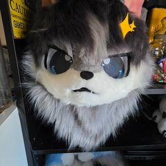 Fursuit Long Fur Husky Fox Mascot Head Party Halloween (Head + Claws)