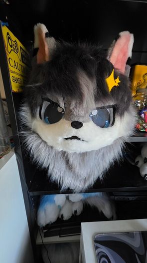 Fursuit Long Fur Husky Fox Mascot Head Party Halloween (Head + Claws)