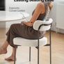 Set of 6 White Boucle Dining Chairs Mid Century Modern Sherpa Accent Chairs, Upholstered Side Chair for Dining Table, Space-Saving White Kitchen Table Chair with Curved Backrest and Black Metal Legs Image 4