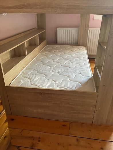 Orion Bunk Bed with Oak Effect, Shelves & Storage Drawer