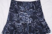 Karen Millen Navy Blue &amp; White Toile De Jouy Floral Pleated Mini Skirt 12UK/40EU