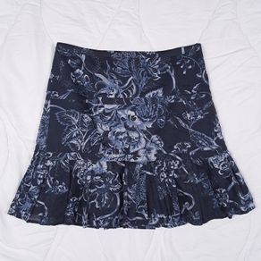 Karen Millen Navy Blue & White Toile De Jouy Floral Pleated Mini Skirt 12UK/40EU