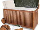 Mobile Acacia Wood Storage Box with Wheels  Weather-Resistant & Stylish