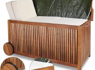 main image for ad Mobile Acacia Wood Storage Box with Wheels  Weather-Resistant &amp; Stylish