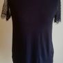 Pretty Little Thing Rain Black Eyelash Lace Sleeve T Shirt New With Tags Size 10 Image 4