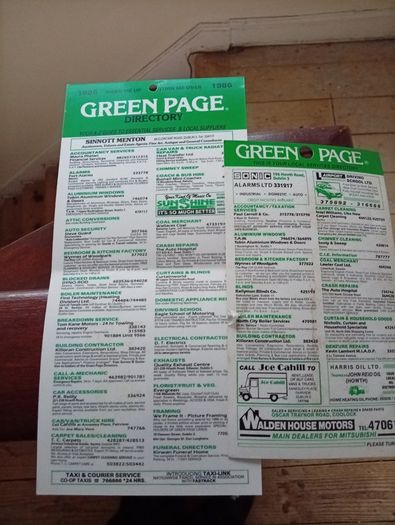 Pair of Vintage 1986 Dublin Green Page Directories