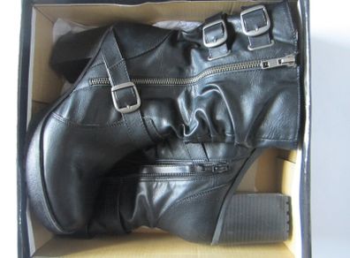 Black Biker Boots - New Look - Size 6