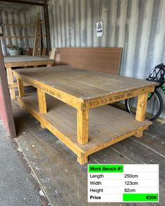 Heavy Duty Wooden Work Bench 250cm Industrial Table