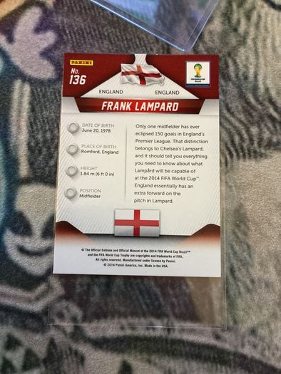 Frank Lampard 2014 World cup prizm card