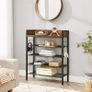 Shoe rack, 4 grid shelves, for 14 pairs of shoes, raised side edges, for sneakers, high heels, slippers, industrial style, vintage-brown-black Image 3