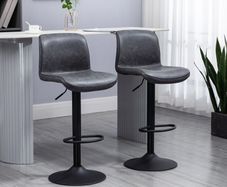 Set of 2 Bar Stool Adjustable Height Swivel Footrest and Base for Breakfast Bar, Kitchen and Home, Dark Grey