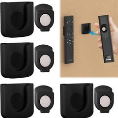 4 Pack Magnetic Remote Control Holder Wall-Mounted Remote Control Wall Holder No Drilling Strong Magnet Controller Holder Universal Wall Organiser for Home Office School Supply Storage (Black)