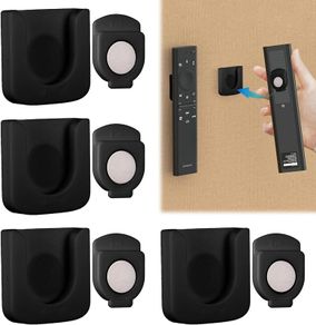 4 Pack Magnetic Remote Control Holder Wall-Mounted Remote Control Wall Holder No Drilling Strong Magnet Controller Holder Universal Wall Organiser for Home Office School Supply Storage (Black)