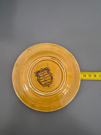 vintage ceramic ashtray featuring a scene titled "Mr Pickwick at the Election" from the Charles Dickens novel The Pickwick Papers