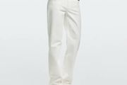 Massimo Dutti White Slim Straight Mid-Rise Jeans