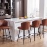Set of 2 Bar Stools with Black Metal Legs, PU Leather Brown Image 5