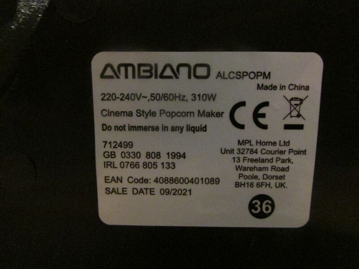 Ambiano popcorn maker
